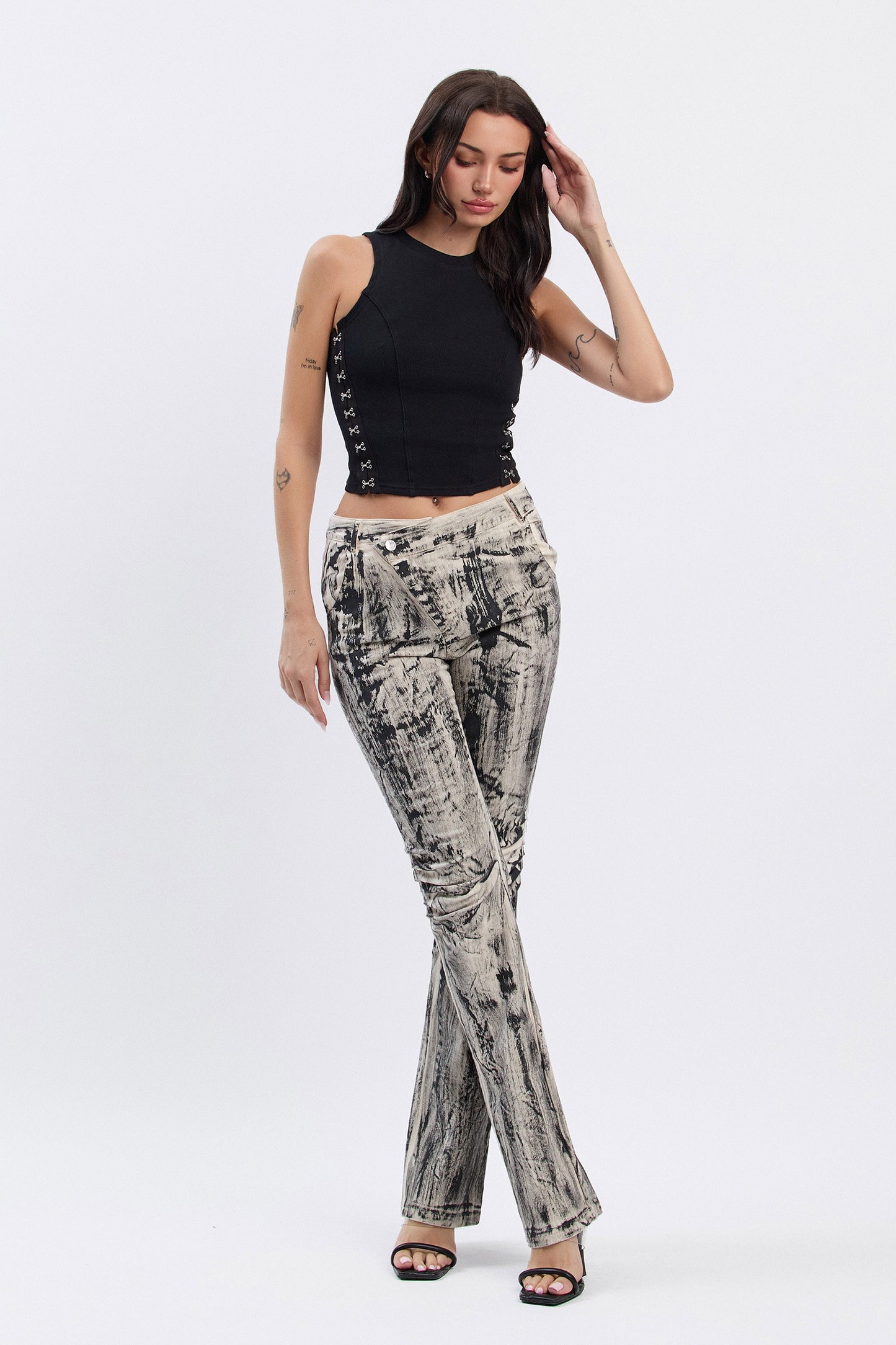Washed Effect Ruched Pants