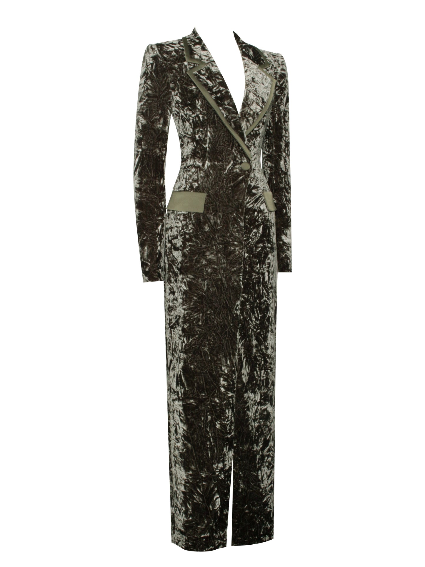 Willow Black Velvet High Slit Blazer Gown