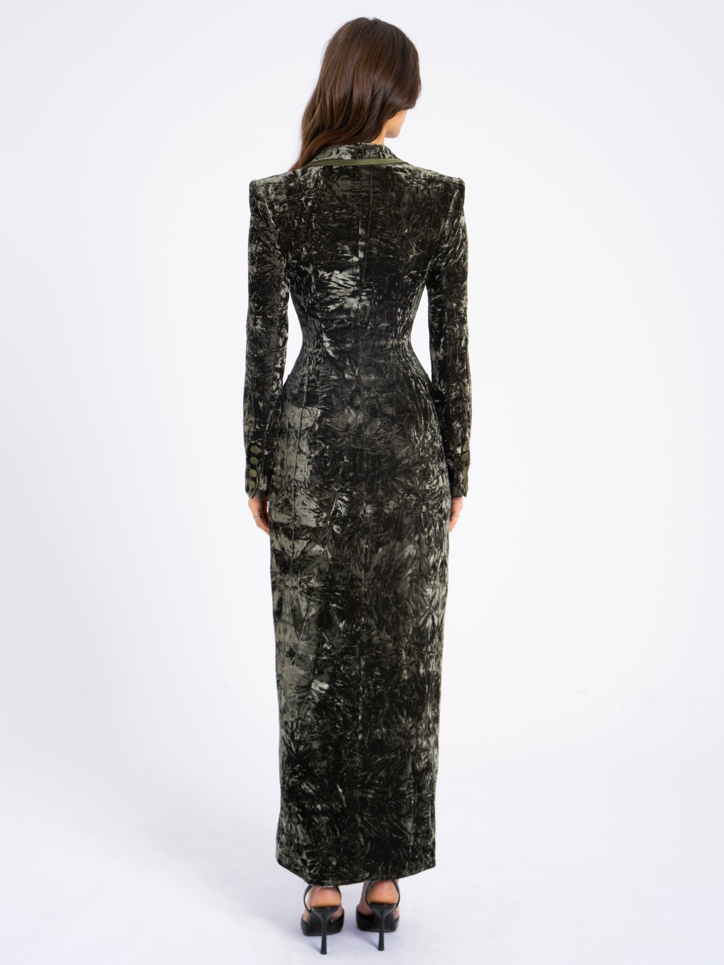 Willow Black Velvet High Slit Blazer Gown