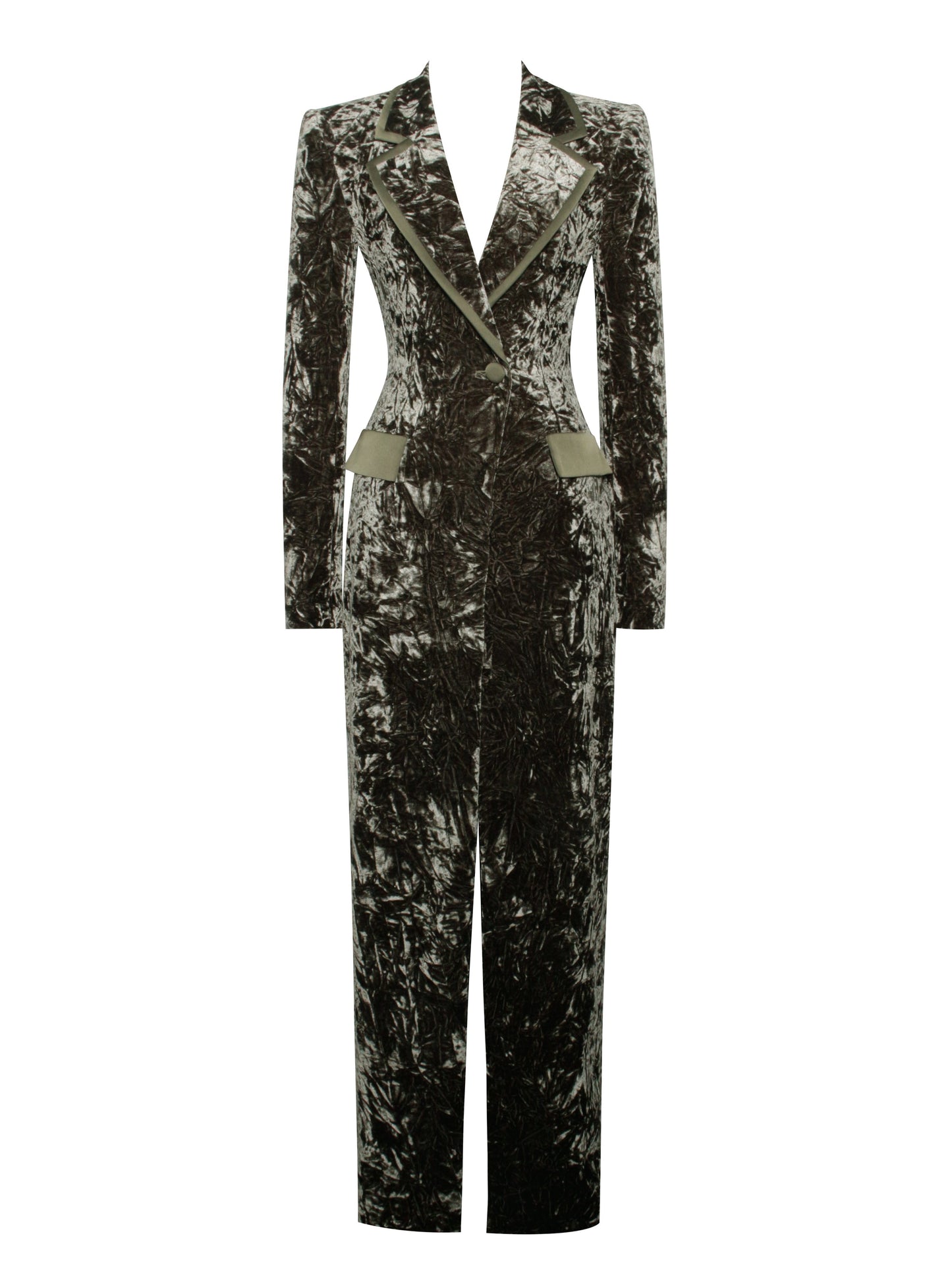 Willow Black Velvet High Slit Blazer Gown