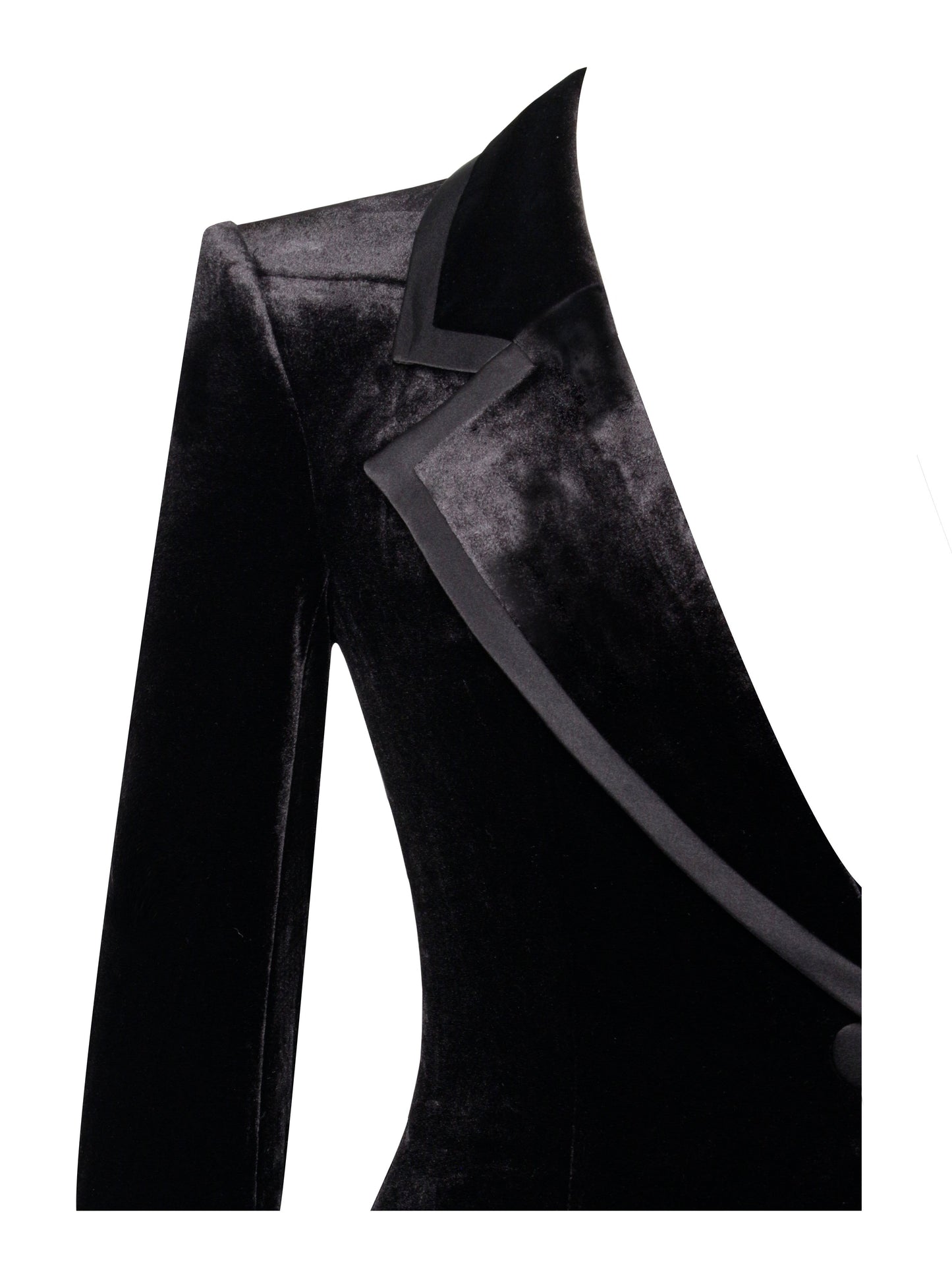 Willow Black Velvet High Slit Blazer Gown