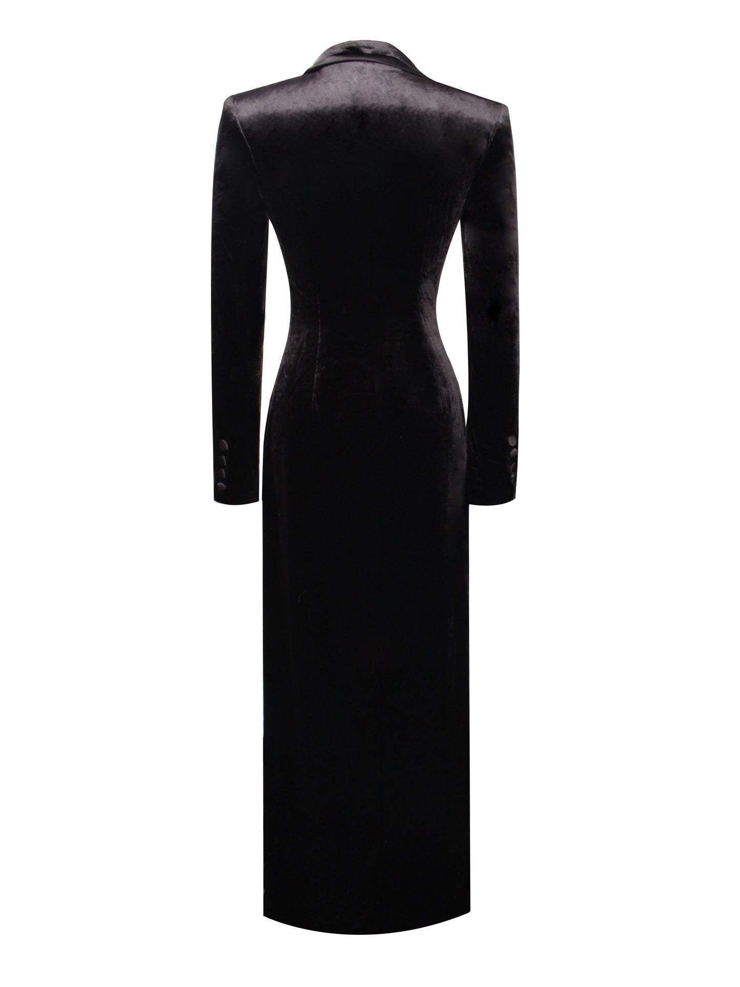 Willow Black Velvet High Slit Blazer Gown