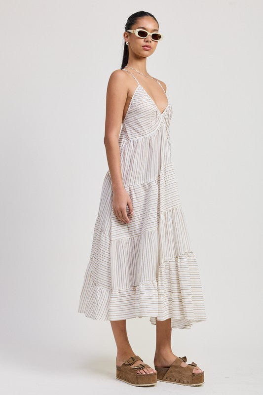 Striped Cross Back Maxi Dress