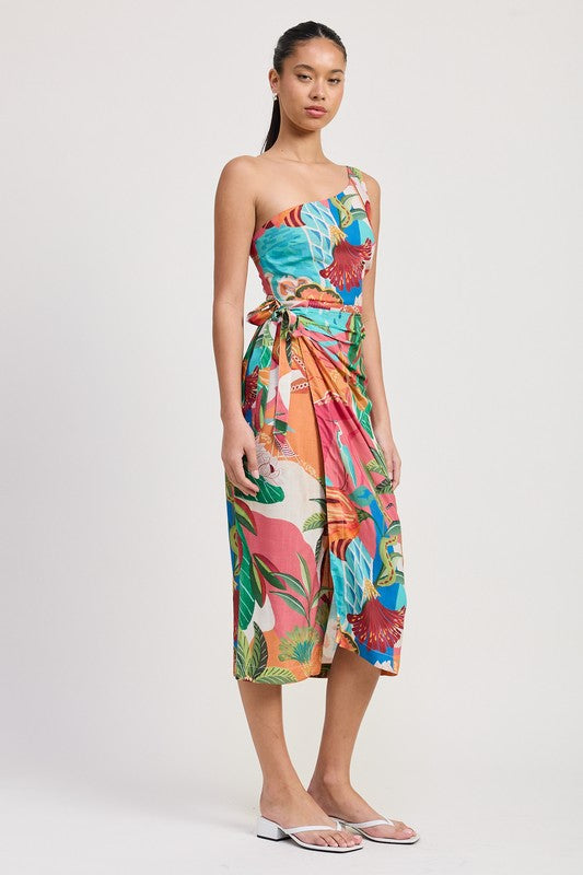 One Shoulder Wrapped Mini Dress
