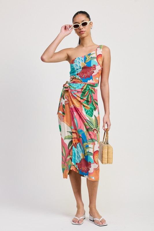One Shoulder Wrapped Mini Dress