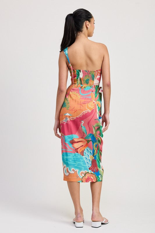 One Shoulder Wrapped Mini Dress