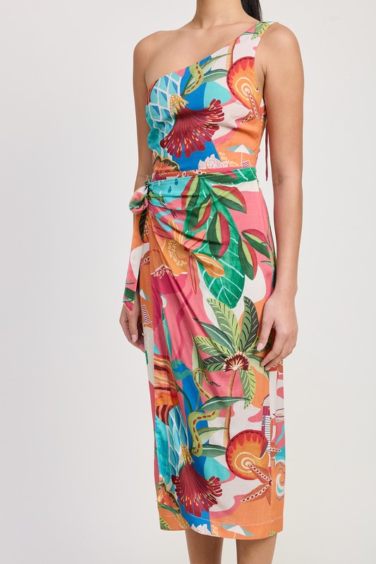 One Shoulder Wrapped Mini Dress