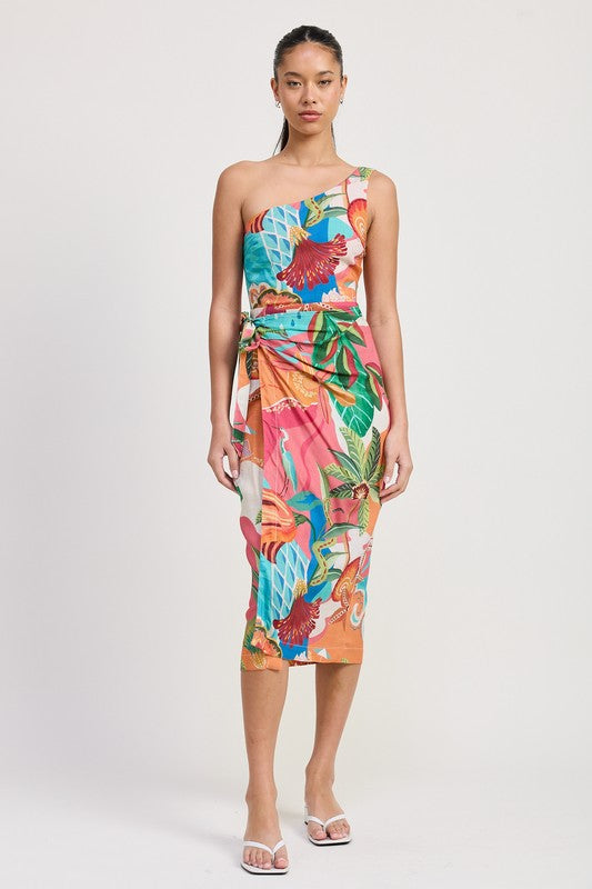 One Shoulder Wrapped Mini Dress