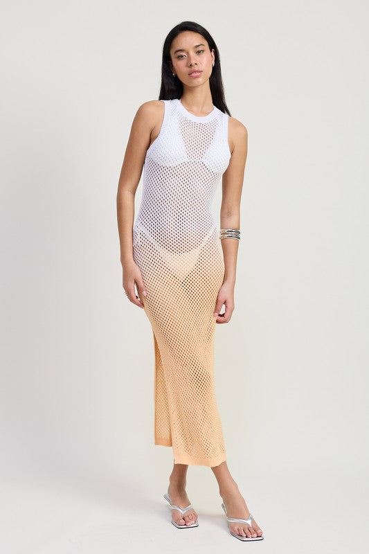 Crochet Maxi Dress with Open Back