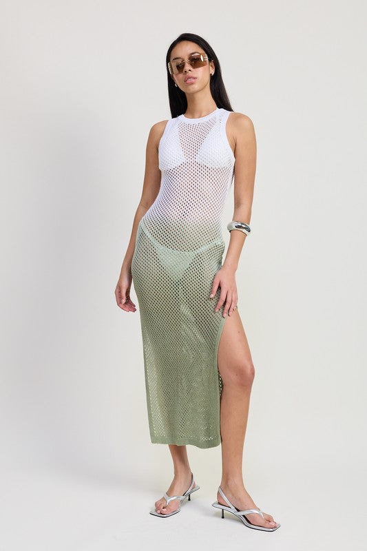 Crochet Maxi Dress with Open Back