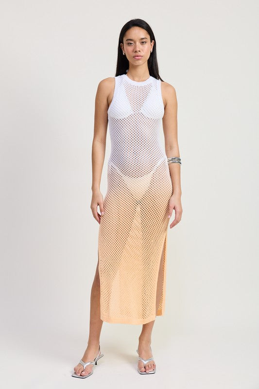 Crochet Maxi Dress with Open Back