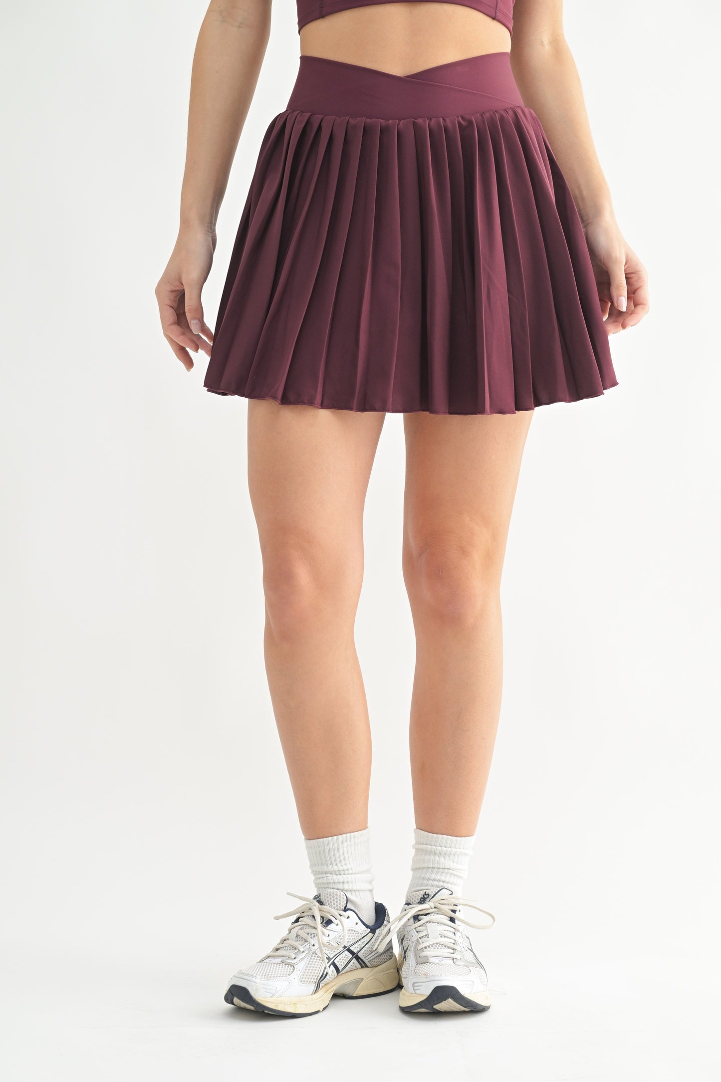 Crossover Waist Pleated Skort