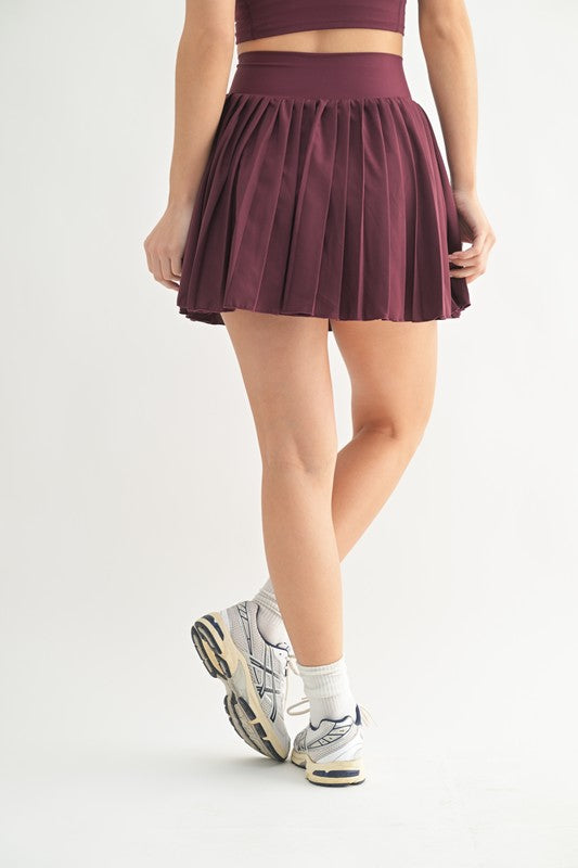 Crossover Waist Pleated Skort