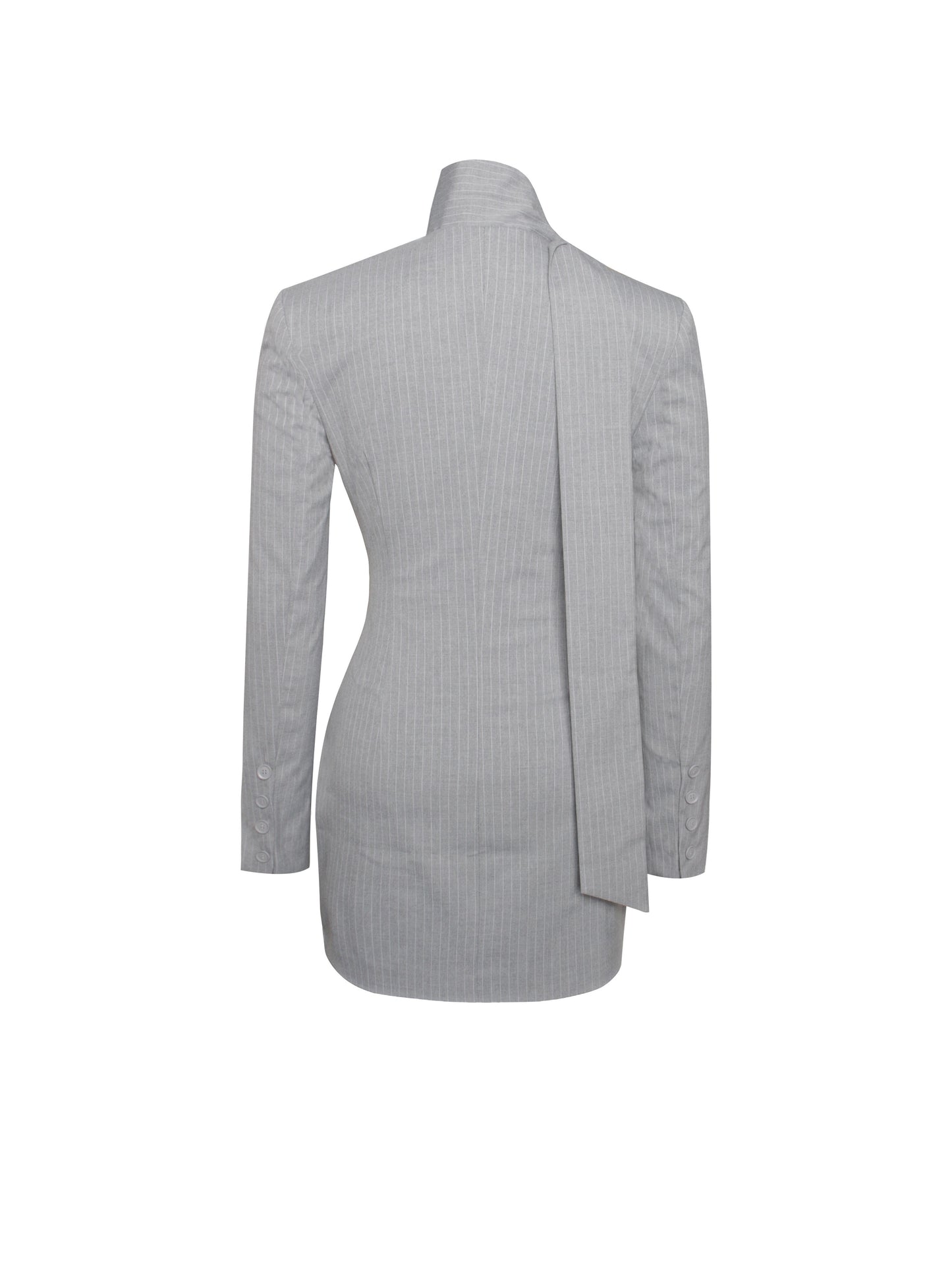 Tahlia Deep V Pinstripes Gray Blazer Dress