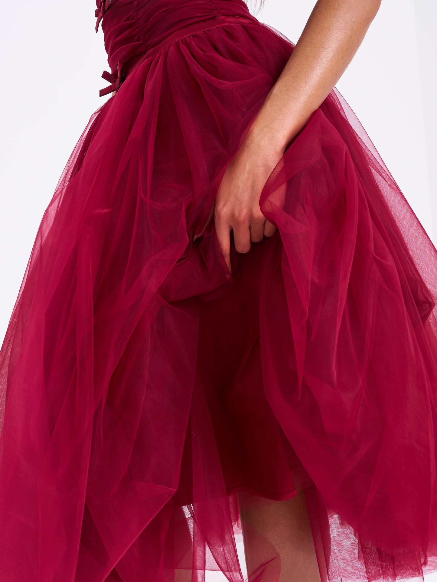 Mabel Drop Waist Layered Mesh Midi Puffy Dress