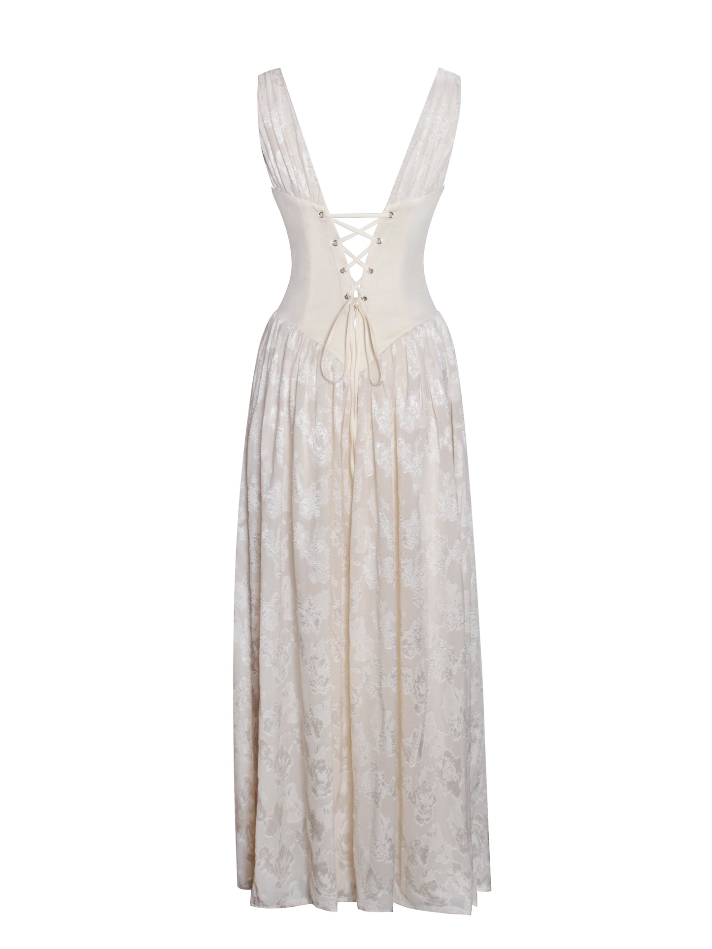 Sabrina Yellow High Slit Jacquard Maxi Dress
