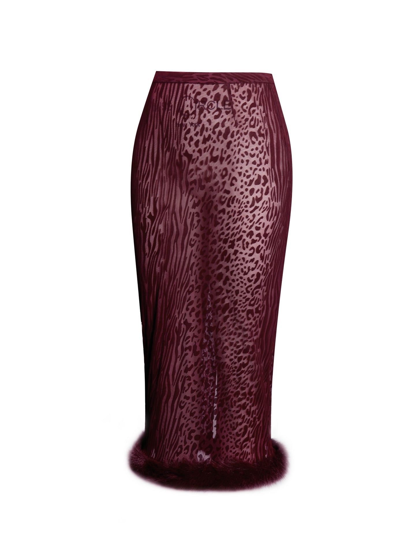 Halia Burgundy Animal Print Burnout Velvet Skirt