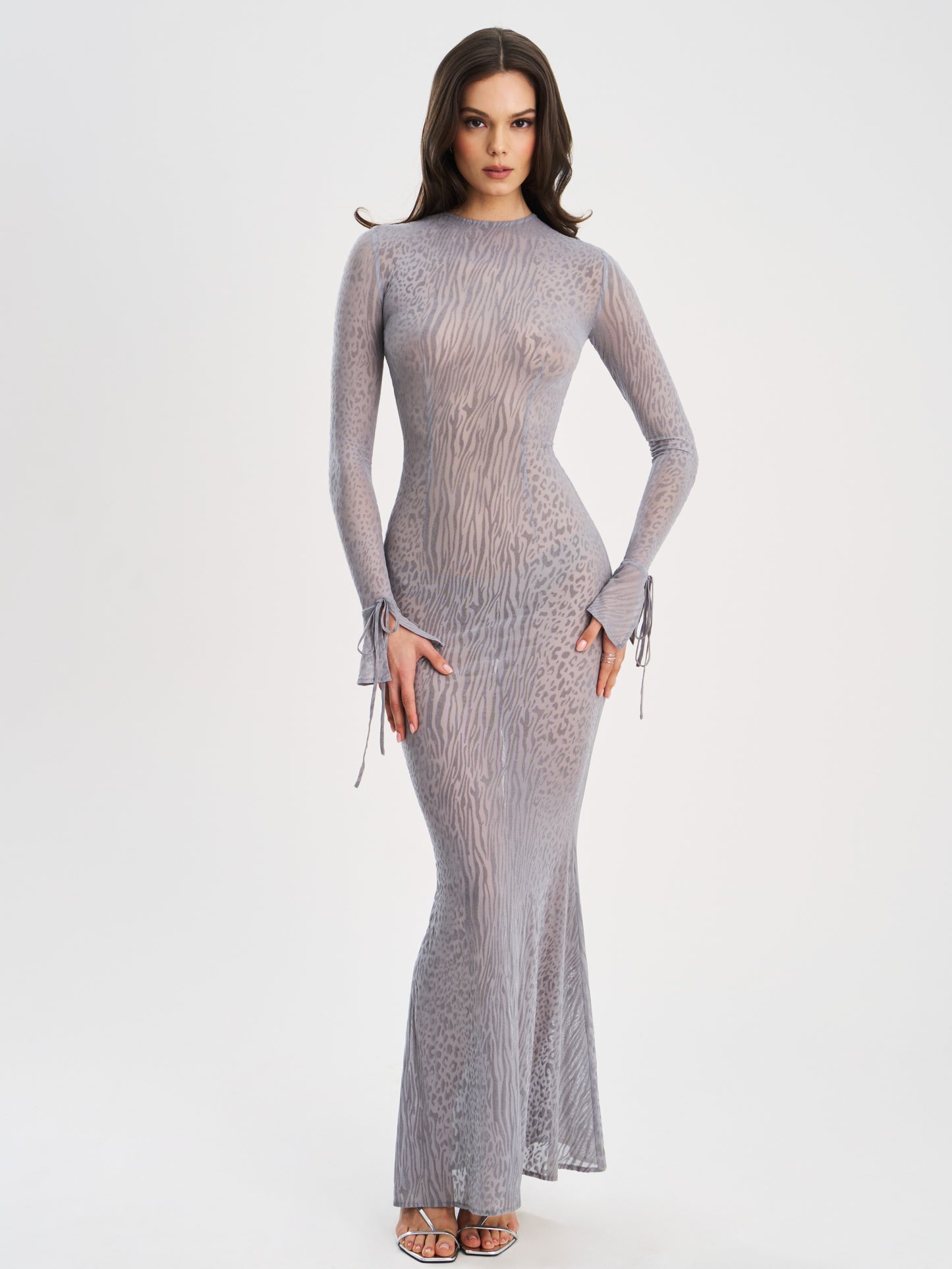 Waylynn Gray Animal Print Burnout Velvet Dress