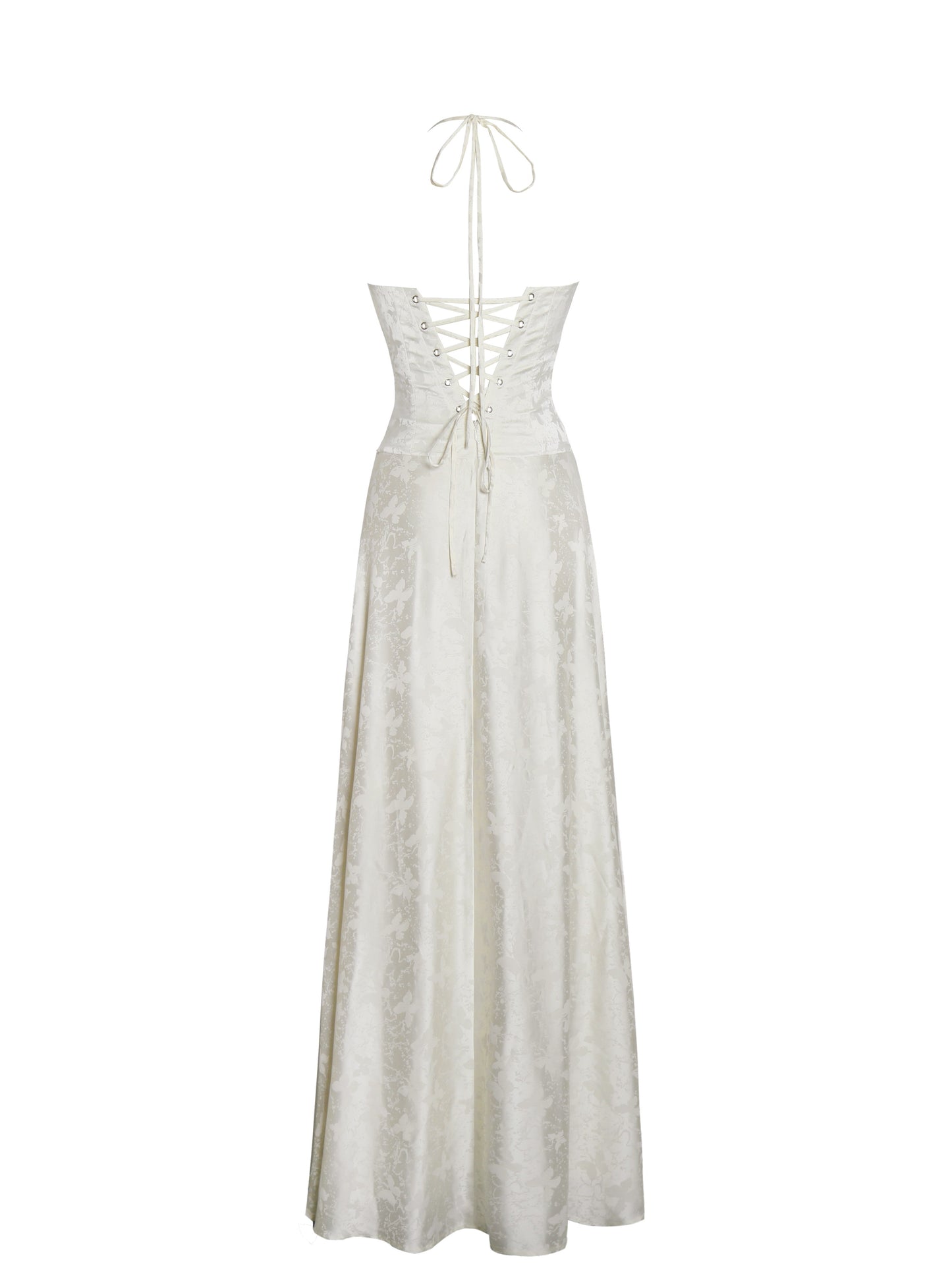 Raegan Pearl White Jacquard Rouched Maxi Dress