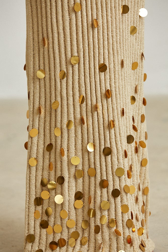 Sequin Rib-Knit Maxi Dress