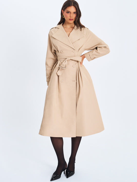 Ulila Beige Double-Cotton-Blend Trench Coat