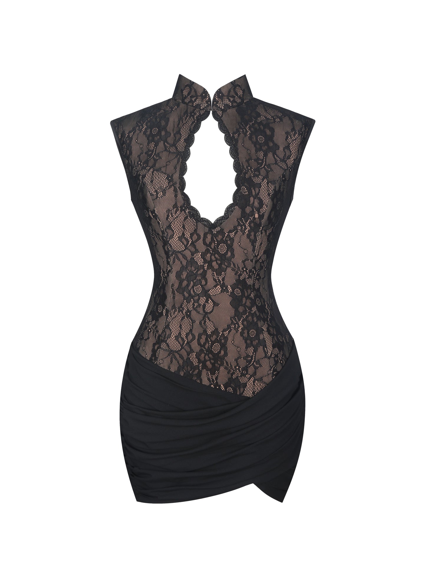 Valerie Black Lace Teardrop Neckline Mini Dress