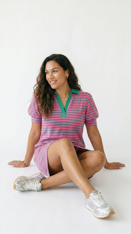 Stripe Polo T-Shirt Dress