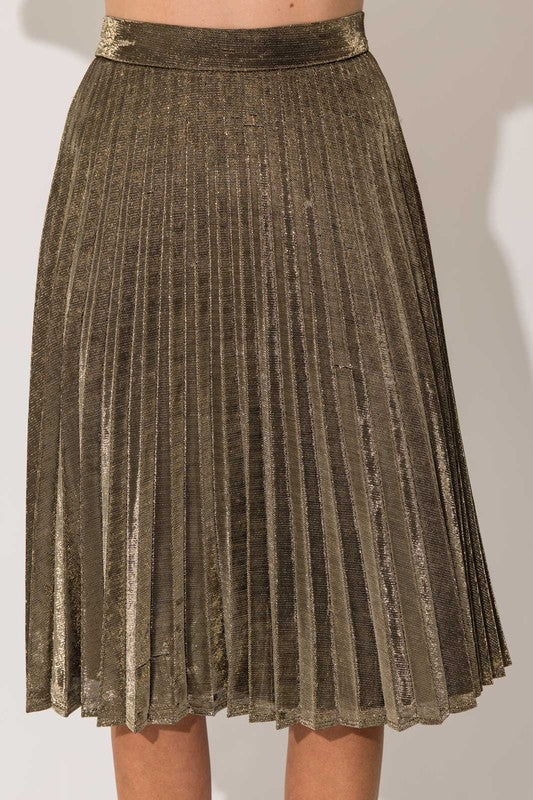 Sleigh Pleated Midi Skirt