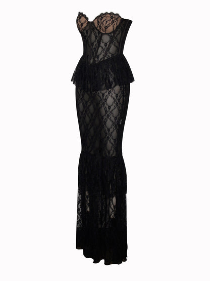 Quennell Lace Corset Maxi Dress