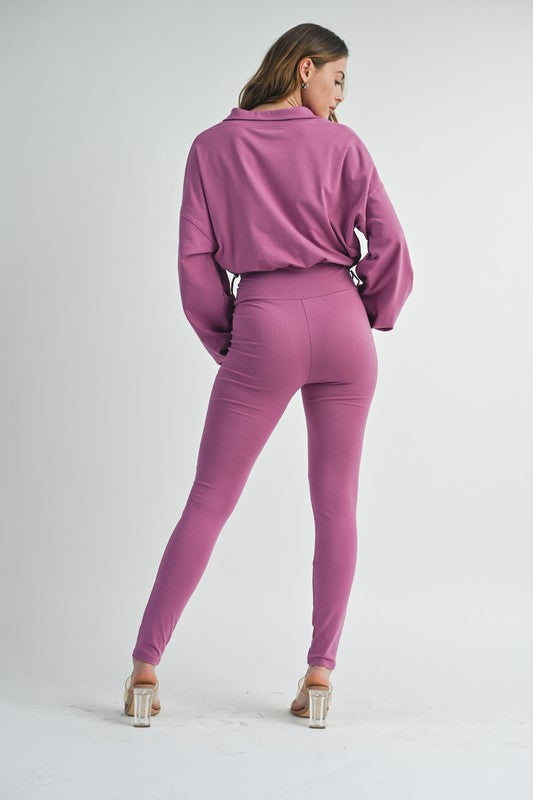Zip-Up Long Sleeve Jogger Jumpsuit