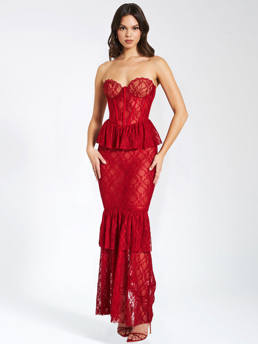 Quennell Lace Corset Maxi Dress