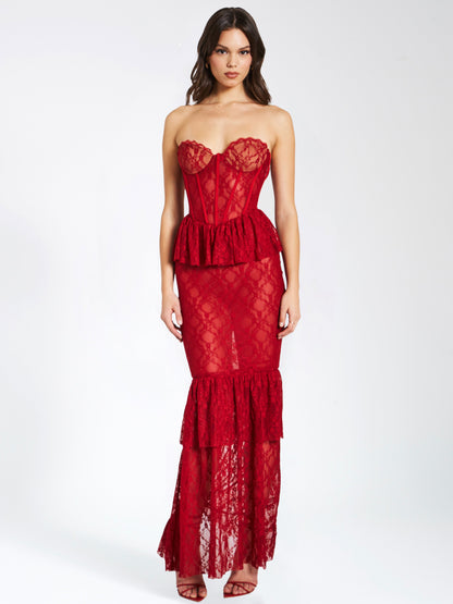Quennell Lace Corset Maxi Dress