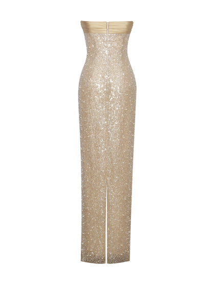 Lainey Sequin Pearls Beaded Maxi Dress