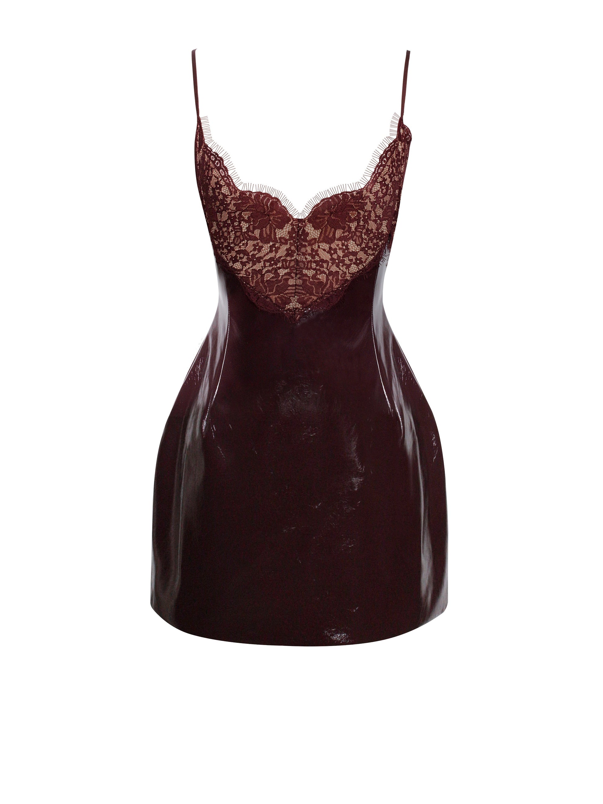 Shelby Dark Brown Vegan Leather with Lace Dress So.Fvshionable Shelby Dark Brown Vegan Leather with Lace Dress So.Fvshionable