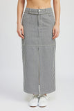 Ava Striped Twill Maxi Skirt