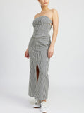 Ava Striped Twill Maxi Skirt