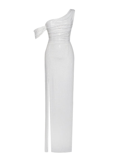 Paget Mesh Embellished High Slit Gown