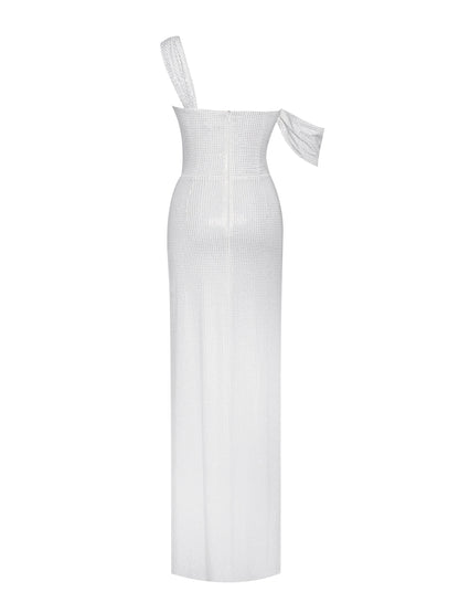Paget Mesh Embellished High Slit Gown