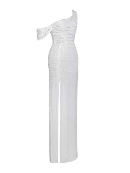 Paget Mesh Embellished High Slit Gown