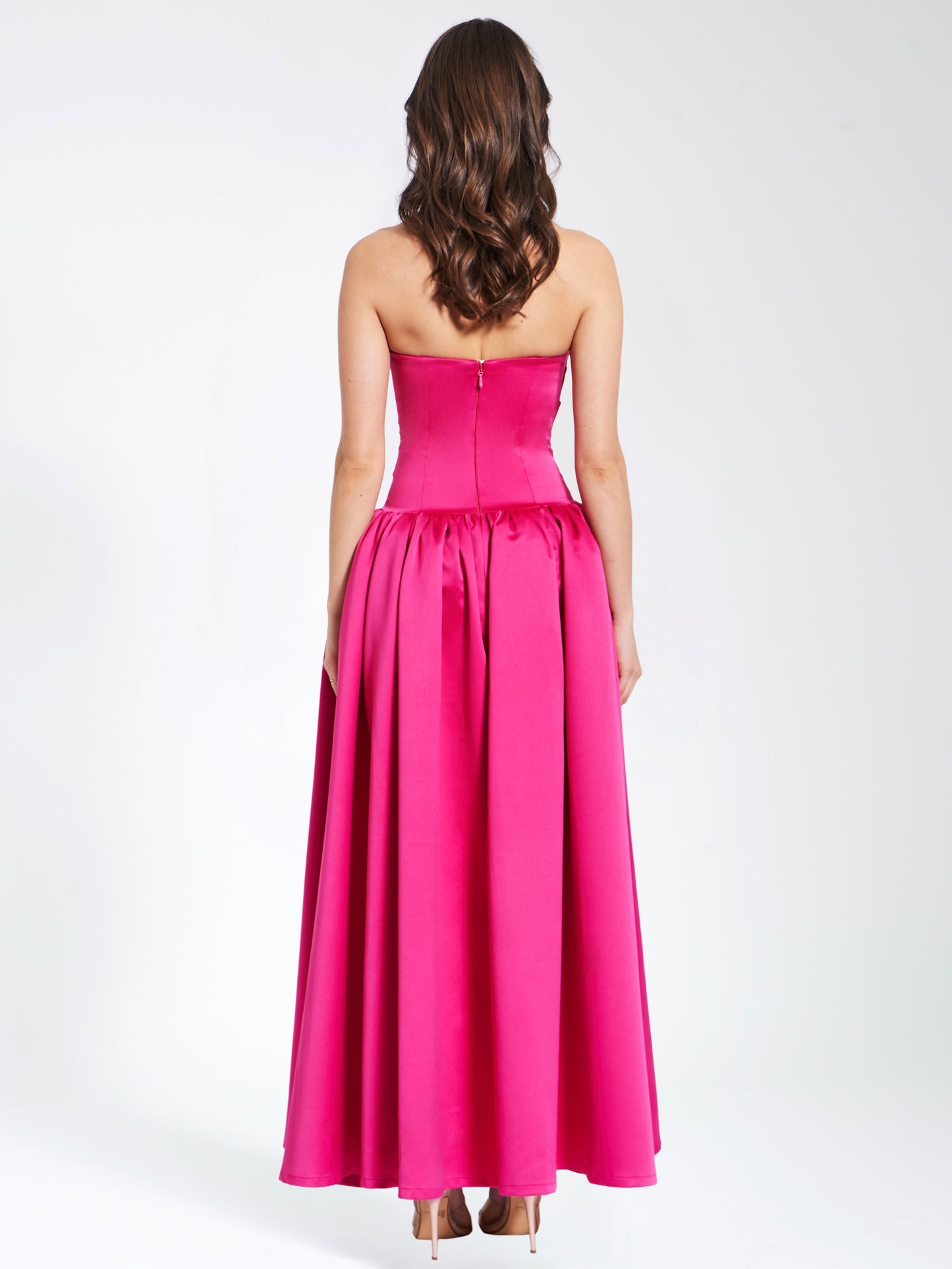 Walterina Fuchsia Satin Strapless Corset Gown