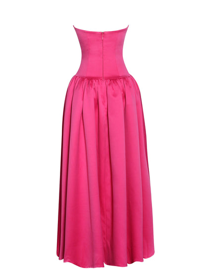 Walterina Fuchsia Satin Strapless Corset Gown