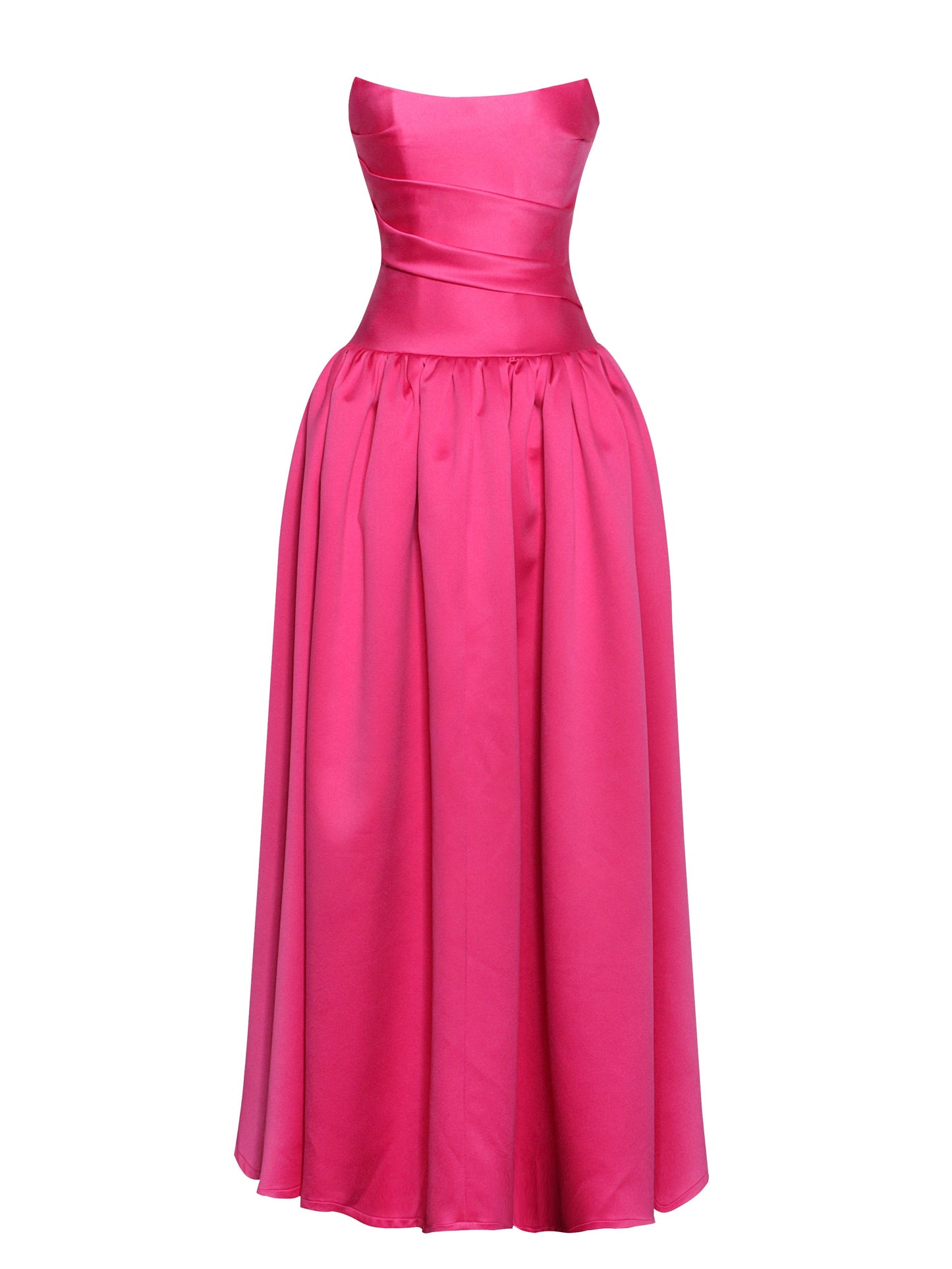 Walterina Fuchsia Satin Strapless Corset Gown