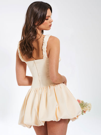 Aubrey Satin Bubble Hem Mini Dress