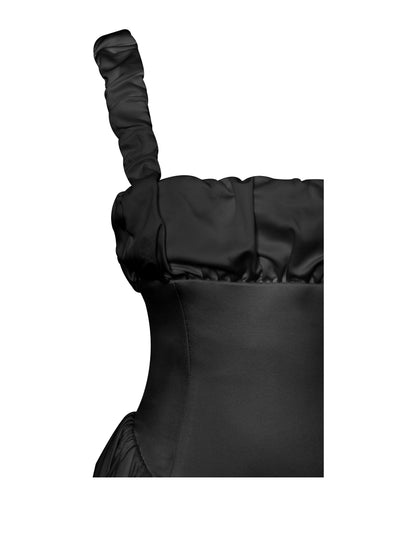 Noreen Black Satin Corset Maxi Sundress