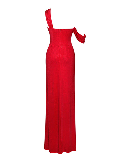 Paget Mesh Embellished High Slit Gown