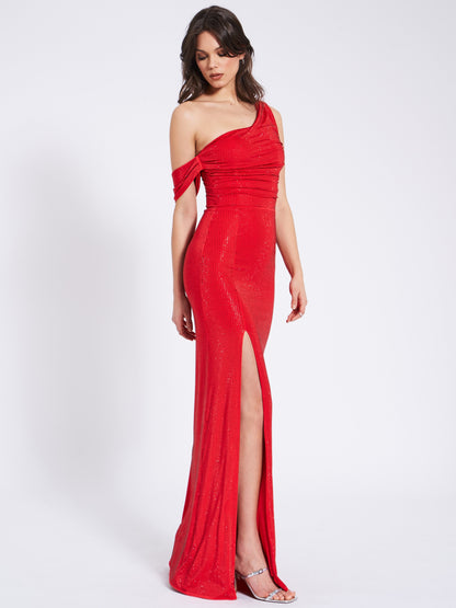 Paget Mesh Embellished High Slit Gown