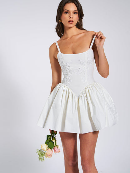 Kadi White Cotton Corset Mini Dress