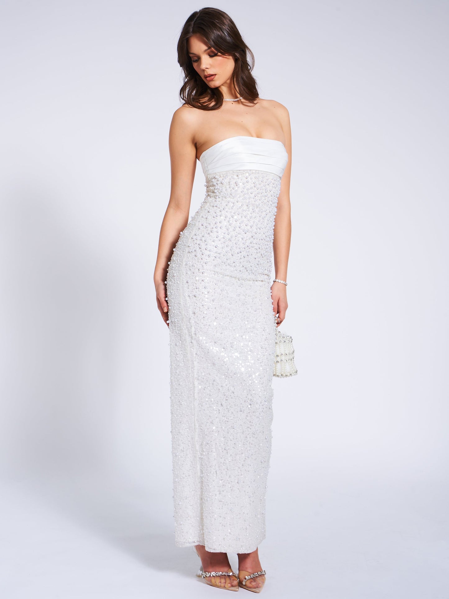 Lainey Sequin Pearls Beaded Maxi Dress