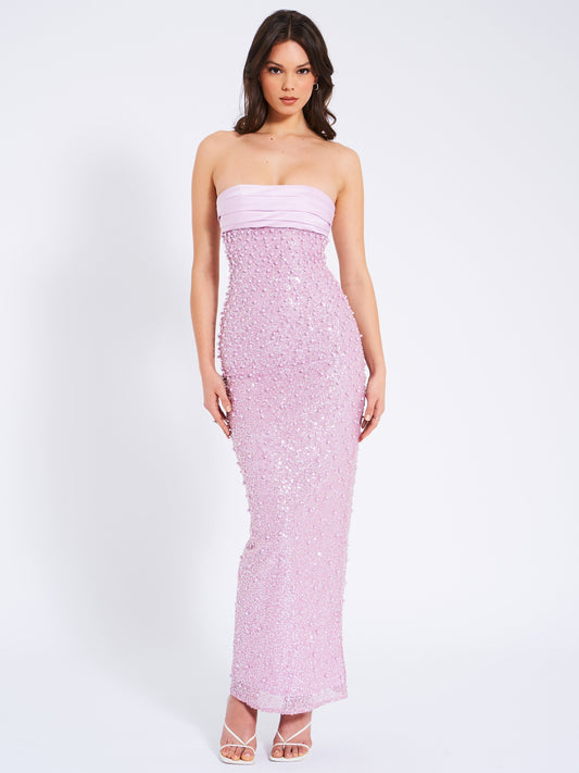 Lainey Sequin Pearls Beaded Maxi Dress