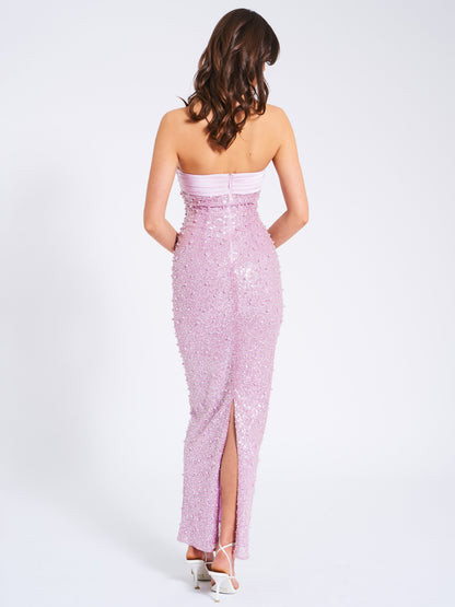 Lainey Sequin Pearls Beaded Maxi Dress